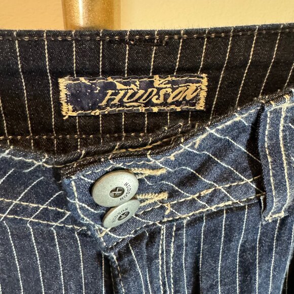 Hudson Low Rise Straight Leg Jean Raw Hem in Striped Dark Wash Womens 30x28 - Picture 3 of 7